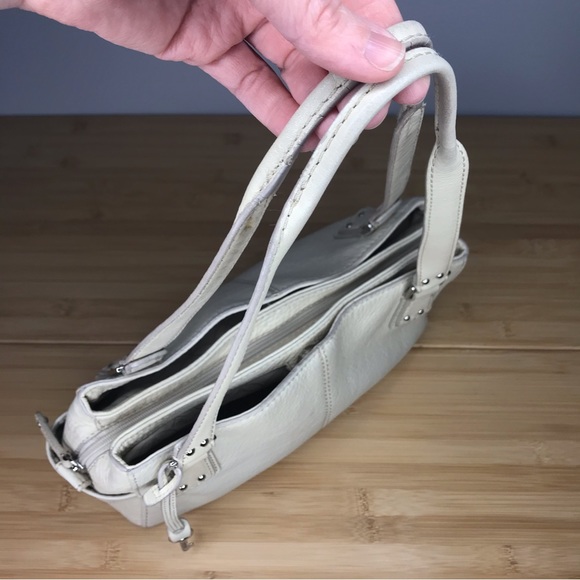 Fossil Beige Pebbled Leather Shoulder Bag Satchel - Picture 2 of 7